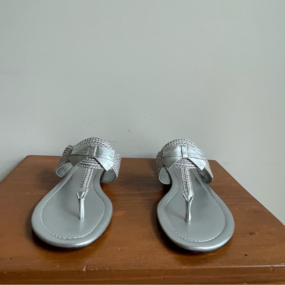 Talbots Size 8 Silver Metallic Braid Sandals